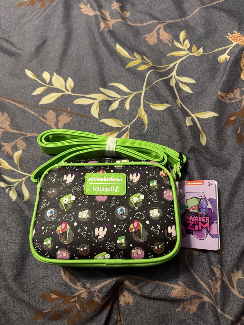 Loungefly Invader Zim Kids Crossbody Bag in Neon Green and Black